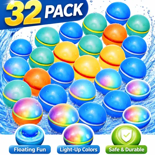 Reusable Magnetic Water Balloons,Quick Fill Self-Sealing Splash Balls, Leakproof Silicone Refillable Balloon for Pool, Beach, Backyard Water Fights, Kids Outdoor Play, Teens & Adults, Sensory Toy, Stress Relief Toys, 12/16/24/32/48 Pack