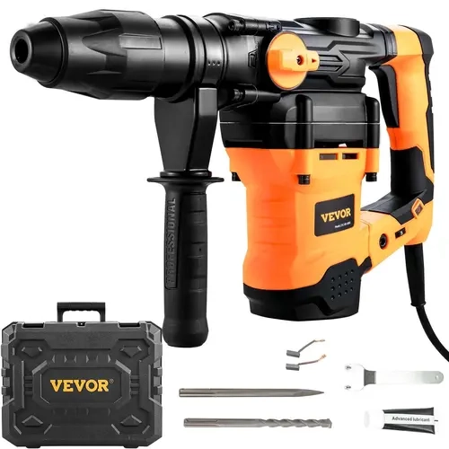 【Fallpicks】VEVOR Corded SDS-MAX Rotary Hammer Drill Tool, 13A Heavy-Duty Power Tool, 1600W High Output, 1-9/16 in, 10J Impact, 3 Modes, 1-6 Speed Control, 360° Handle, for Concrete Work, with Accessories Set, Electronic Drill