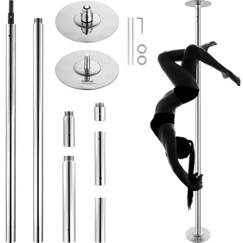 【Fallpicks】VEVOR Professional 45mm Heavy-Duty Stainless Steel Dance Pole - Spin-Static Training, Removable, Customizable Height, Silver Finish, Fitness At Home Gym Equipment for Home/Gym Use