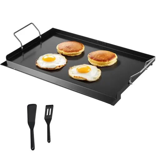 【Fallpicks】VEVOR Carbon Steel Portable Outdoor Griddle, 24x16 in Universal-Fit Large Rectangular Plate, Teppanyaki-Ready Gas Grill Accessory with Handle for Griddle Cooking, Family Camping