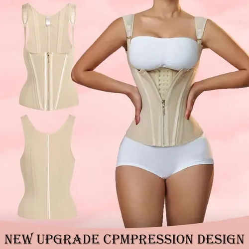 CZXMY Women's Fit-Focused Waist Compression Shapewear Girdle - Cute U-Neck, Adjustable Shoulder Straps, Mesh Fabric, Zipper-Hook & Eye Closure, Body Contouring Vintage Activewear for Wedding, Birthday