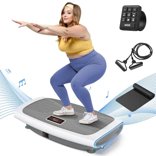 Merach 4D Vibration Plate Exercise Machine 7-in-1 Vibration Plate with Glide, Swing & Massage, Vibrating Plates with Whole Body Workout Sculpting Platform for Home Gym for Women Men BackToSchool