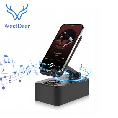 Wireless Bluetooth Speaker, 5-in-1 Phone Stand, Volume Amplifier, Phone & Tablet Holder, USB Emergency Rechargeable (3000mAh) Portable Power Bank, Colorful Rotating Foldable Design, Unisex Gift,Perfect Gift