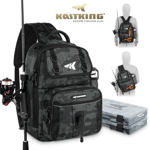 [SummerWins] KastKing BaitSpace Fishing Sling Bag, Fishing Backpack with Rod & Beverage Holder, Tackle Bag for Fishing Gear SummerVibes,Summer Survivals ,dealsforyoudays