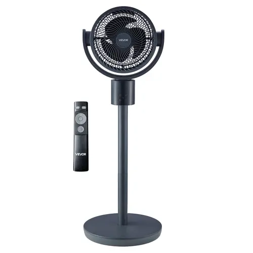 VEVOR 7 In Multifunctional Cooling Fan, Strong Oscillating Standing Floor Fan with DC Motor, Remote Control, 12 Speeds, 3 Modes, 15H Timer, Adjustable Height, Quiet Sturdy for Bedroom (Blue Gray)