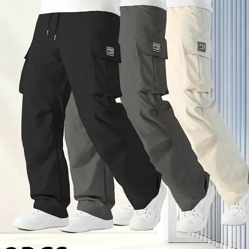 3 Pack Men's Tactical Cargo Pants, Elastic Waistband & Multi-Pocket Design, Perfect for Spring & Summer, Ideal for Outdoor Activities, Trouser, Menswear tiktokshopspringglowup,father'sdaygifts