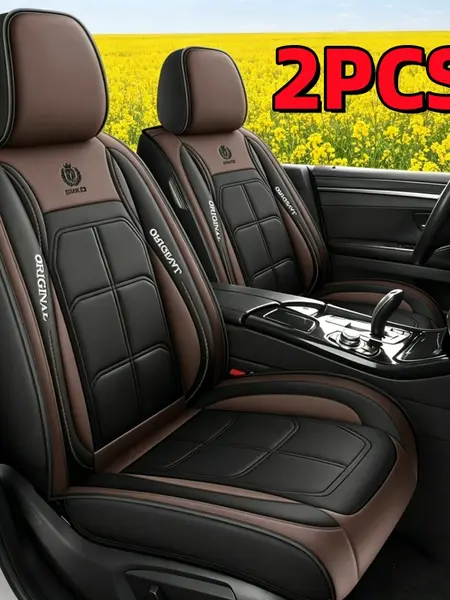 Premium Car Seat Covers 2PCS  Front Seats Waterproof PU Leather Vehicle Seat Protectors Universal Fit for All Cars