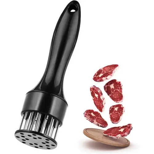 Stainless Steel Meat Tenderizer Utensil - 1 Unit Kitchen Tools and Gadgets with 20 Ultra-Sharp Needles, Heat-Resist Steel Non-Slip Handle, Prop 65 Compliant for Home Cooks’ Pork & Veal Prep