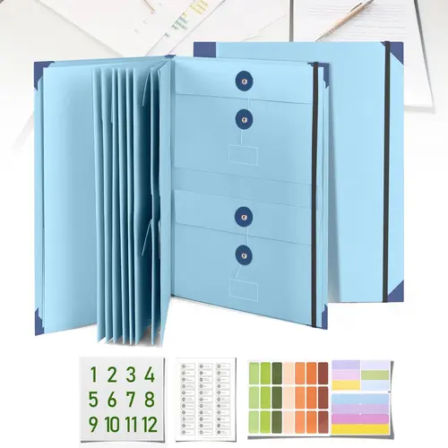 Manila Paper Accordion Folder Document Organizer - Slim, Compact, Expandable Office Filing Accessory with Multiple Pockets, Durable Design, Ample Storage for Passport, Birth Certificate, Plastic Cards, Bag & Cabinet Compatible to Eliminate Clutter