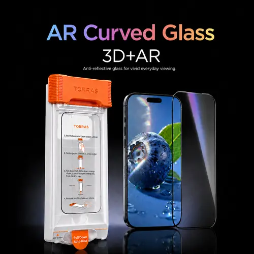 TORRAS OrigArmor AR Screen Protector for iPhone - 100% Anti Reflection, 3D Full Coverage Fit, Military-Grade Shatterproof 9H+ Tempered Glass, 1-Year Free Replacement Cellphone Accessory, 1-Pack