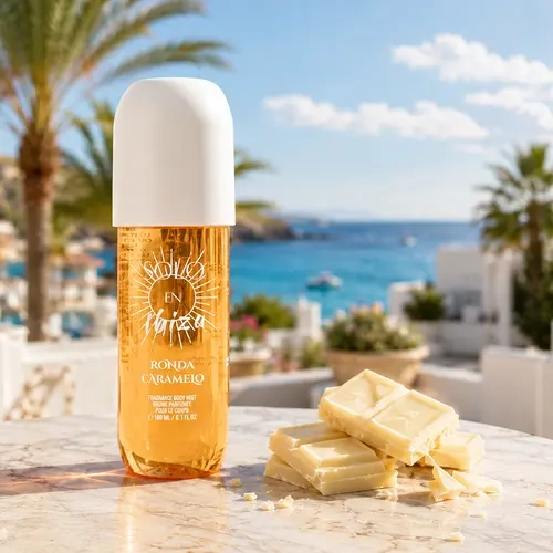 SOLO EN IBIZA Ronda Caramelo Hair & Body Fragrance Mist, 6.1 fl oz Long-Lasting All-Over Perfume Mist, Skin-Friendly, Rich Gourmand Blend with Caramelized Vanilla, Sea Salt, Toasted Macadamia & White Chocolate, Perfect for Scent Layering & Everyday Wear