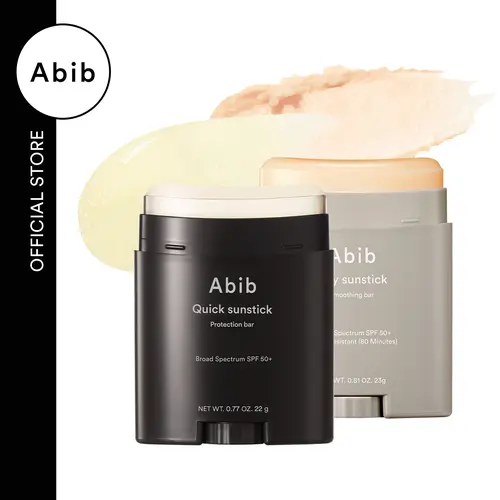 [Abib Official] Airy Sunstick Smoothing Bar + Quick Sunstick Protection Bar｜Glow and Matt Finish, Non-Sticky & No Whitecast Sun Protection for Face and Body