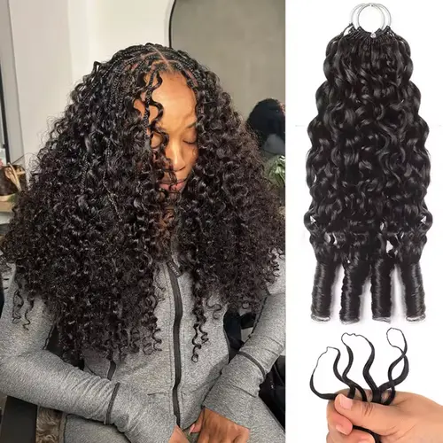 [HOT] Burmese Curly Crochet Hair Human Hair Extensions Miracle Knots Pre-Separated 50g/Pack (32-38 Strands Per Pack）Knotless Boho Braids, 4-5 Packs for Full Head For Women, Weave Extensions
