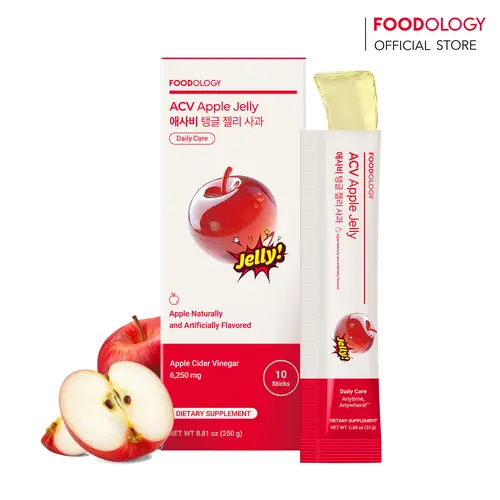 [FOODOLOGY] Apple Cider Vinegar Jelly | 6,250mg ACV, Vegan friendly,  Prebiotic, Detox Cleanse with mother, Supports Digestion & Gut Health, Zero Sugar, Low Calorie Flavor Healthy