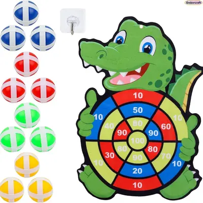 Outdoor Sticky Ball Darts Game Set for Kids & Adults – Hanging Wall Dart Board Toss Game, Safe Velcro Target Throwing Game, Backyard Party Carnival Yard Games, Indoor Outdoor Family Fun Game Toy