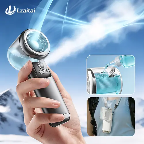 Rechargeable Handheld Mist Water Spray Cooling USB Mobile Fan - Compact Mini, Cordless Battery Operated, Easy Grip, 180° Adjustable Beach Fan with Water Tank, USB Port for Outdoor Travel, Office Use techvibes