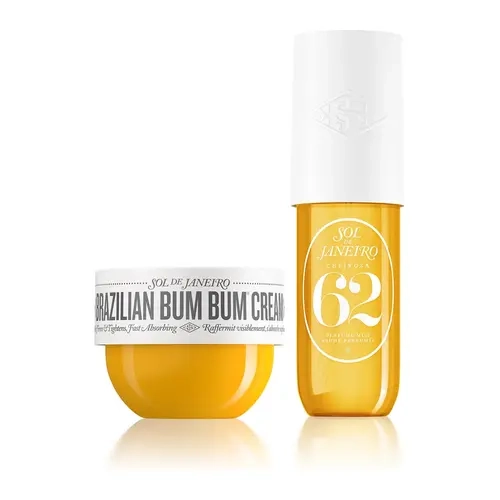 Sol de Janeiro Bum Bum Icons Duo Body Beauty Set - Cosmetic Gift Set, 1 Viral Firming Body Cream, 1 Matching Perfume Mist, Pistachio Salted Caramel Vanilla Almond Notes, Aqua, Visibly Firms, Smooth Finish, Moisture Enhancing Cream & Mist