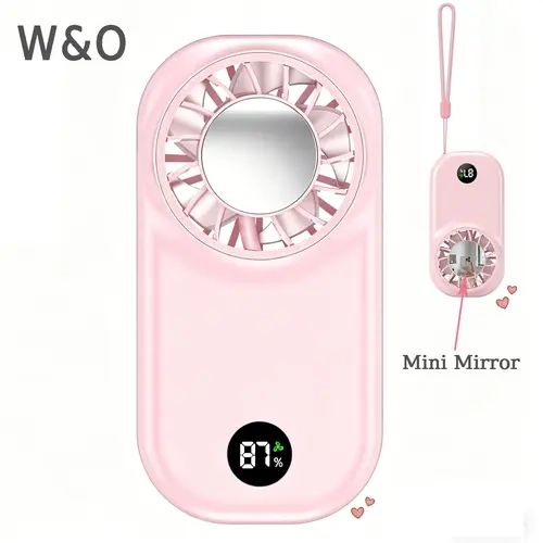 W&O Portable fan Handheld High Speed Fan, 5 Adjustable Levels for Summer Travel Vacation Essentials & Outdoor Activities, Small Personal Fan for Women's Makeup, Cool fan