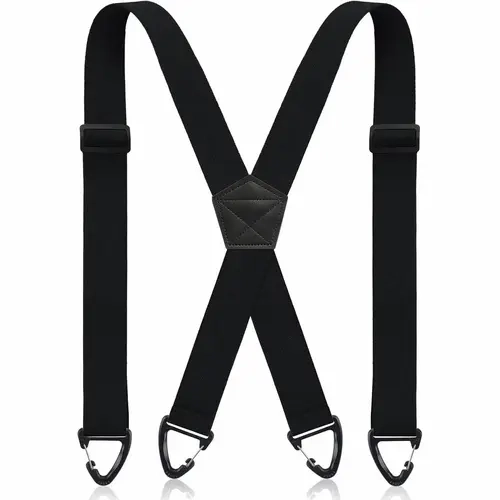 Heavy Duty Work Safety Suspenders for Men-Women, 1.5-Inch (3.8cm) X-Back Crossed Straps (1xX-Back Hidden Suspender), Hidden Strong Clips, 47.24x1.5 Inches (120x3.8cm) Tuxedo Pants Holders with Firm Under-Clothing Grip