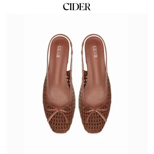 Cider BOWKNOT WOVEN SLINGBACK FLATS