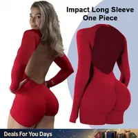 [SIZE UP 1] GYMER Impact Long Sleeve One Piece Unitard Fitness Gym Bralette Soft Workout Activewear Womenswear  Gym Clothing Athletic Jumpsuit [STRONG COMPRESSED]