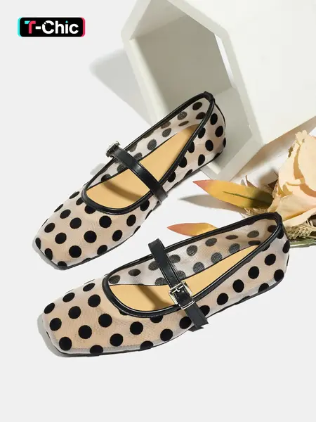 Women's Mary Jane Shoes, New Summer Style Versatile Buckle Strap, Breathable for Outdoor & Daily Wear, Lightweight Flats, Square Toe Ballet Flats, Mary Jane Ballet Flats, Non-Slip Rubber Sole