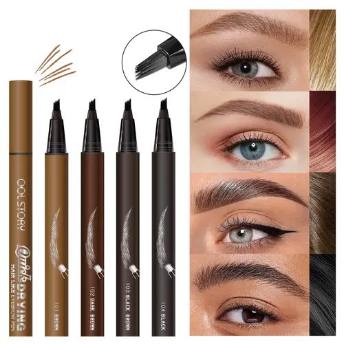 Cool Story Square Brush Eyebrow Pen - Precision Waterproof Long-Lasting Make Up Brow Enhancer, Blendable Fluffy Brow Styling Tool for Daily Use, Ideal for Adults & Beginners