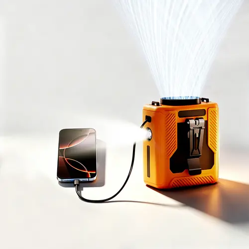 HOOYS Belt Clip Fan - 6000mAh Rechargeable Wireless Strong Airflow Device, Adjustable 5-Speed 5300RPM, LED Light, USB Powered, Portable Charger Clip-On Cooling Accessory for Outdoor, Jobsite