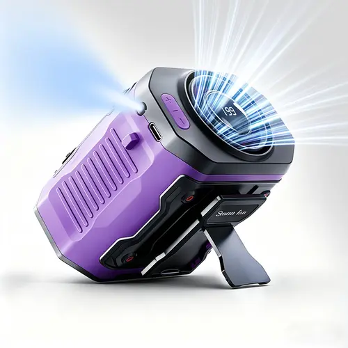 HOOYS Mini Rechargeable Handheld Portable Fan - 199 Speeds, Waist Clip, Flashlight, Power Display, Battery Powered Built-In Charging & Cooling Adjustable USB & Mobile Fans for Outdoor Camping, Indoor Use, Mini Fan, Adjustable Cooling Usb & Mobile Fans