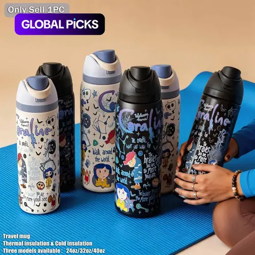 Stainless Steel Insulated Water Bottle, 24‑40 Oz Double‑Walled Bottle with Straw, Ideal for Sports, Travel & Office, Ideal for Gifting, Stainless Vacuum Flasks #GLOBAL PICKS