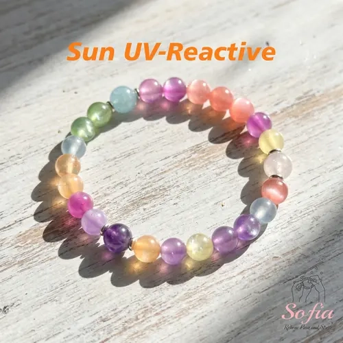 Rainbow Beaded Bracelet - Sun UV Reactive, Boho Style Dopamine Summer Jewelry for Women, Unique Gifts for Boyfriend, Whimsical Accessories for Adults