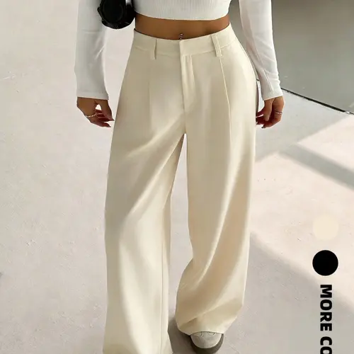 Women's High-End Elegant Business Casual Wide Leg Pants, Four Seasons Female Clothing, Stylish and Comfortable Fit, Perfect for Office and Leisure, Bottoms