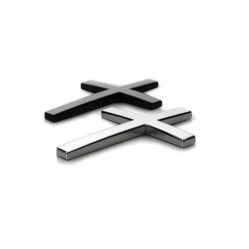 3D Cross Sticker - 2-Piece Christian Religious Car Accessory, Dust-Proof Vehicle Exterior Decoration, No-Drill Fit for Car/Moto/Suv Emblems Badges & Windshields, Conveys Christian Values, No Warranty