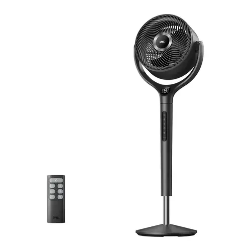 DREO 9 in. Adjustable Pedestal Floor Fan w/Remote, 9-Speed