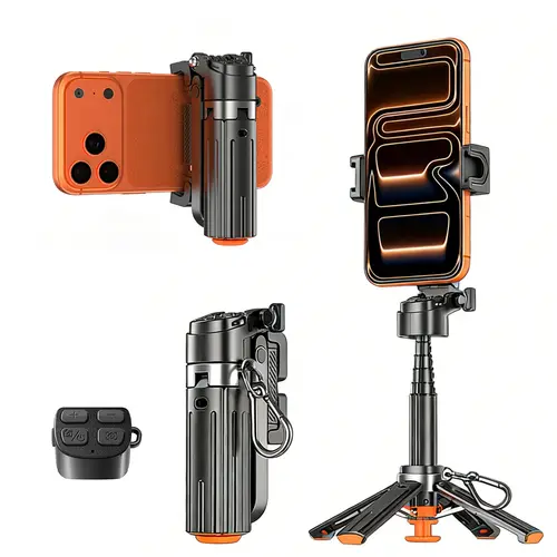 INFOJIFA 2026 Upgraded Mini Selfie Stick Grip - 360° Rotatable, Bluetooth Remote Control, Phone Mount, Lightweight Compact, Ideal for Selfies Live Streaming, Compatible with Most Smartphone Cellphone Accessories