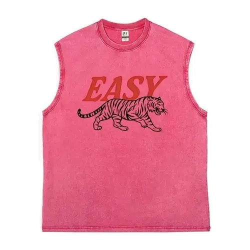 Men's vintage washed pure cotton vest featuring a universalprinted design suitable for both men and women, and canbe worn all year round.