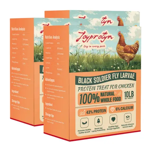 Joyprotyn 30LB Non-GMO Plant-Fed Black Soldier Fly Larvae Supplies, Natural Crispy Texture Whole Food for Chickens, Geese, Ducks, High Protein-Calcium Treat, 85X More Calcium Than Mealworms, Supports Strong Eggshells, Healthy Growth, Goose