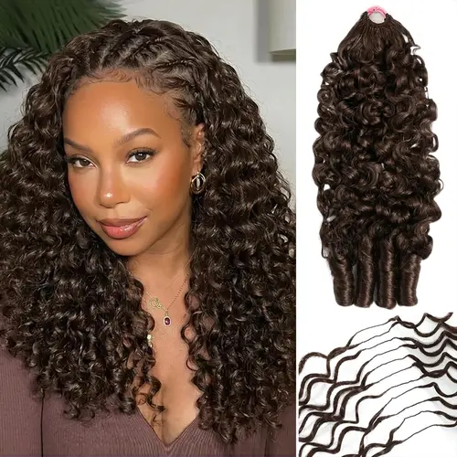 【Cheapest】Mamushow #4 Chocolate Brown Miracle Knots Feather Crochet Human Hair Bundles for Miracle Knots Human Hair Burmese Curly Wave Pre-Separated 60g/Pack Reusable Invisible 100% Virgin Human Hair Crochet Extensions Natural Black#tiktokshopstockup