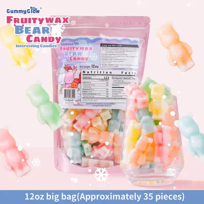 New Fruity Wax Bear Candy 12oz Pack Five Flavors Wax Upgrade Bear Shape Retro Party Treats ASMR Sweet Bonbon Snack Fruitsnacks Viral Candy Wax Candy Bombs#mothersdaygift Fruit Jelly Filled Wax Candy #DealsForYouDays wax candy