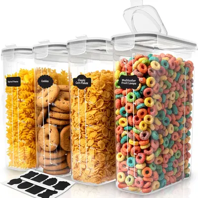 Utopia Kitchen 4 Pack Airtight Cereal Containers 4L BPA-Free Leakproof Food Storage for Pantry Organization