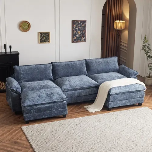 Karlhome 157” Oversized 3-Seat Corduroy Modular Sectional Sofa, Upholstered Couch with High-Density Memory Foam, Removable Design for Living Room Bedroom