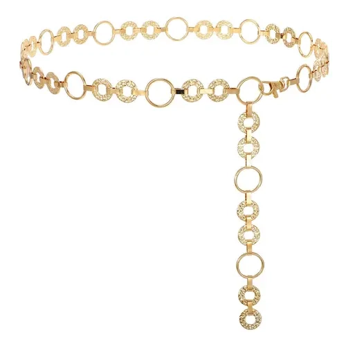 JASGOOD Women Multilayer Gold Silver Metal Link Body Chain Belt Ladies Waist Chain Belts for Jeans Dress