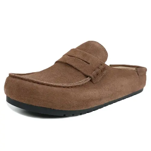 EVELLYHOOTD Men's Genuine Suede Animal Print Naples Loafers - Casual Slip-On Flats, Casual Clogs, Leather, Easy On & Off, Cushioned Arch Support Footbed, Slip Resistant TPR Sole Footwear