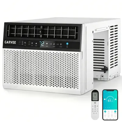 Garvee 8,000 BTUs Window Air Conditioner with WiFi, U-Shaped Adjustable Depth, Ultra Quiet, Window AC Unit with Washable Filter, Remote Control, Cools Up to 370 Sq. Ft., Quiet Operation