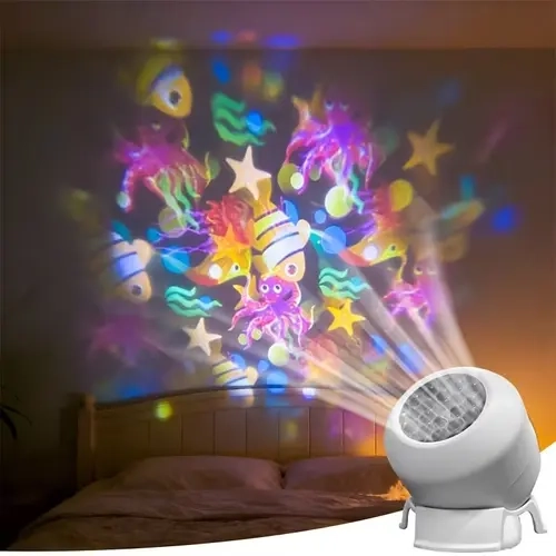 LED Starry Ocean Projector Lamp, 360° Rotating Dynamic Night Light, USB-Powered Ambient Light for Bedroom, Game Room and Living Room, Indoor Decorative Light, LED Atmosphere Lamp, Galaxy Night Light