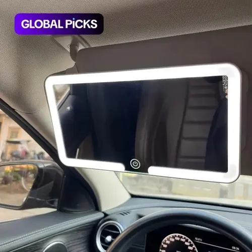 Car LED Makeup Sun Visor Mirror - Compact, High-Definition Clear-View Unisex Car Interior Auto Accessory with LED Lighting, 1 Count #GLOBAL PICKS