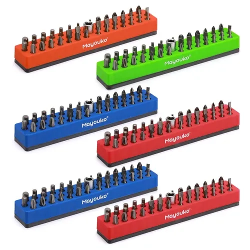 CASOMAN 6PCS Plastic 1/4-Inch Magnetic Hex Bit Holder Rack Organizer (258 Holes, 6 Adapter Holes) - Portable 6 Rack Organization Tool Cart Accessory with Magnetic Base for Screwdriver Bits #tool upgrade