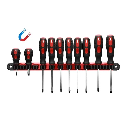 CASOMAN 2PCS Aluminum Alloy Magnetic Screwdriver Wrench Organizer Set, Corrosion-Resist Rail Tool Holder, Toolbox Accessories, 28 Flexible High Tension Clips for Garages, Facilitating Easy Access (Tools Not Included)