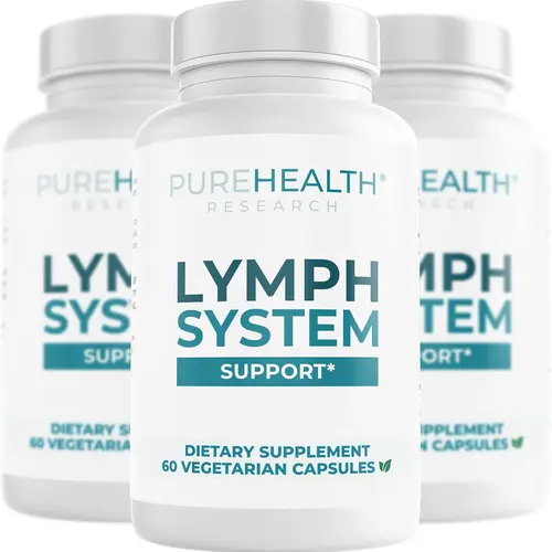 PureHealth Research Lymph System Support Dietary Supplement (3-Pack Value) - 90-Day Adult Supply, Gluten Free, Dairy Free, Natural Lymphatic Drainage with Burdock Root & Botanical Extracts, Detox Aid, Digestive Health Support, No Artificial Flavor