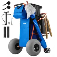 VEVOR Beach Cart with Large Wheels for Sand, 165 lbs Load Capacity, Heavy Duty Folding Beach Wagon with 12" Balloon Wheels, Insulated Cooler Bag, Umbrella Holder, Holds 4 Chairs for Camping & Fishing#SohoChic
